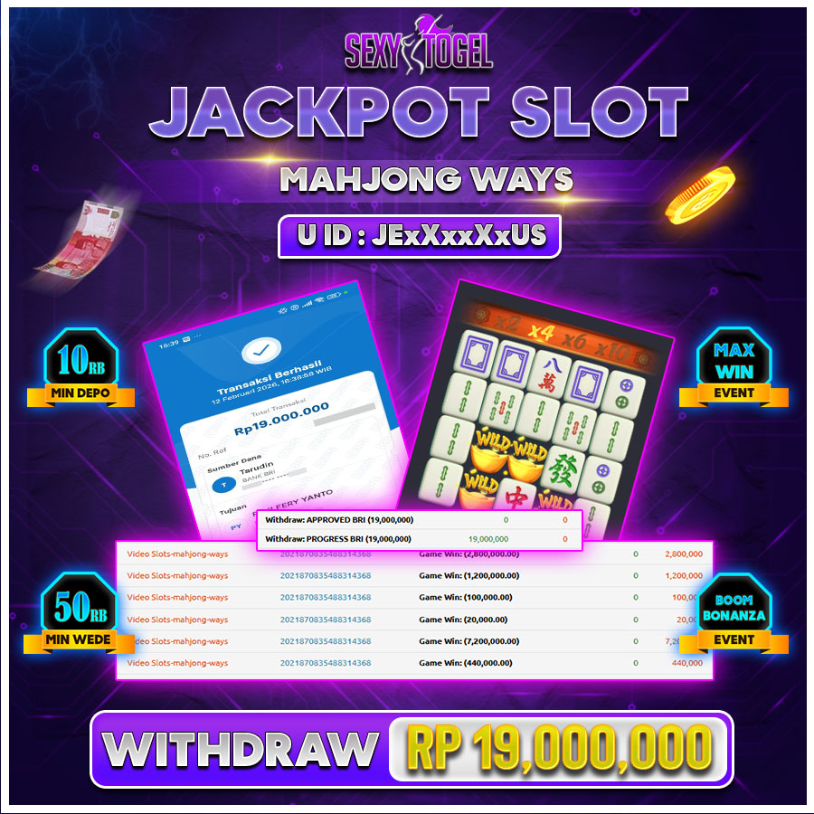 SEXYTOGEL JACKPOT SLOT MAHJONG WAYS Rp.19.000.000.,-LUNAS